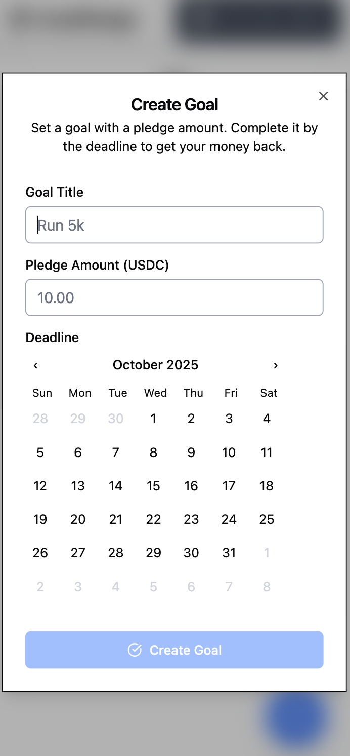 goalpledge - Farcaster Mini Apps screenshot
